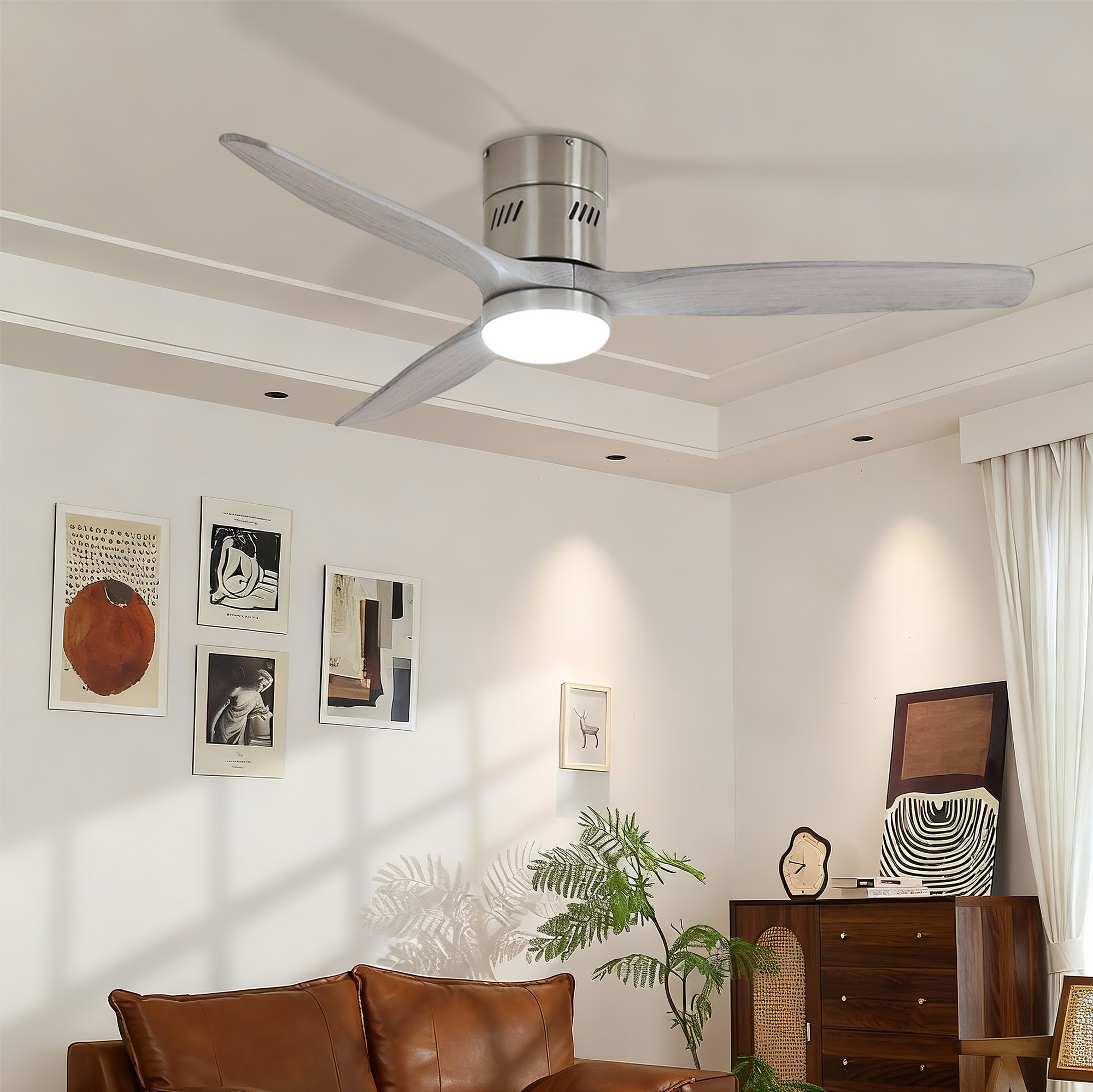 Flush Mount Standard Ceiling Fan with Integrated LED